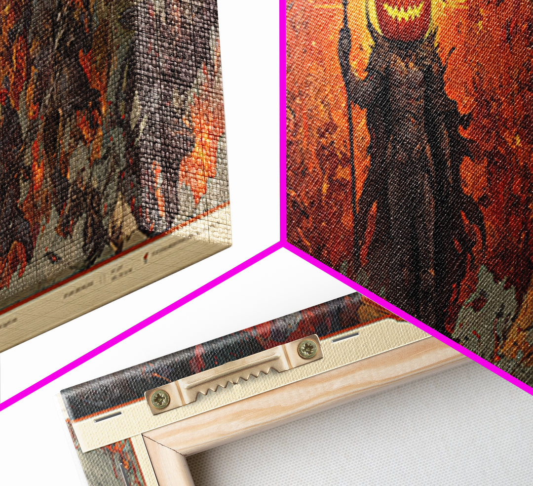 The Pumpkin Paladin, Visionary Gothic Art, Extra Wide Wall Art, Gothic Horror Wall Art, Canvas Print, Halloween Wall Art