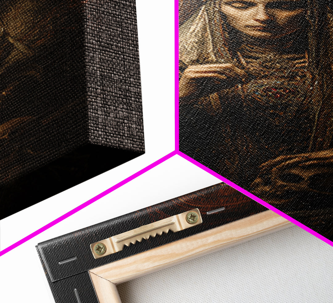 The Necromancer Queen, Ornate Symbolist Art, Vertical Wall Art, Dark Halloween Decor, Canvas Print, Halloween Wall Art