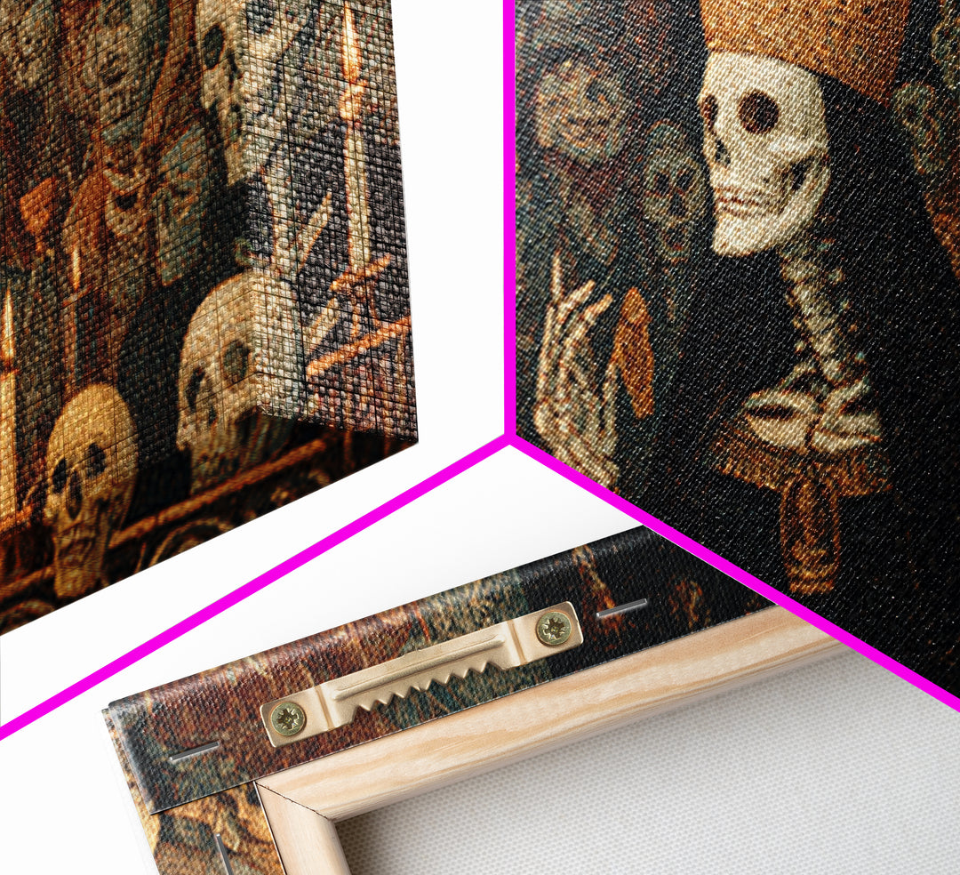 The Necromancer Queen, Grotesque Carnival Art, Wide Panoramic Art, Macabre Wall Art, Canvas Print, Halloween Wall Art, Seasonal Home Decor