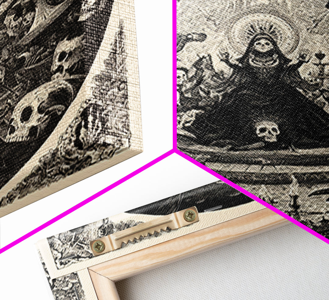 The Necromancer Queen, Macabre Folk Print Art, Square Wall Art, Macabre Wall Art, Canvas Print, Halloween Wall Art