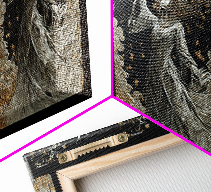 The Moon Priestess, Grotesque Carnival Art, Wide Panoramic Art, Macabre Wall Art, Framed Canvas Print, Halloween Wall Art, Halloween Decor