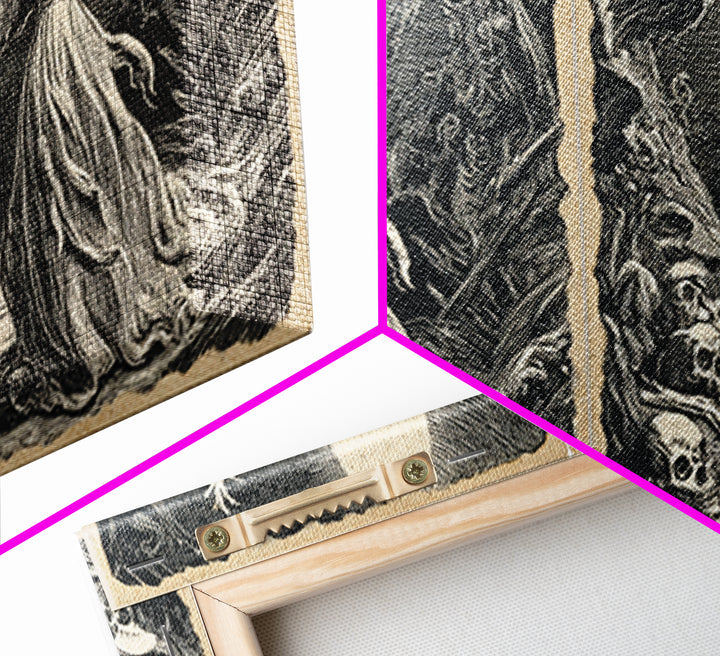 The Moon Priestess, Macabre Folk Print Art, Wide Panoramic Art, Macabre Wall Art, Canvas Print, Halloween Wall Art