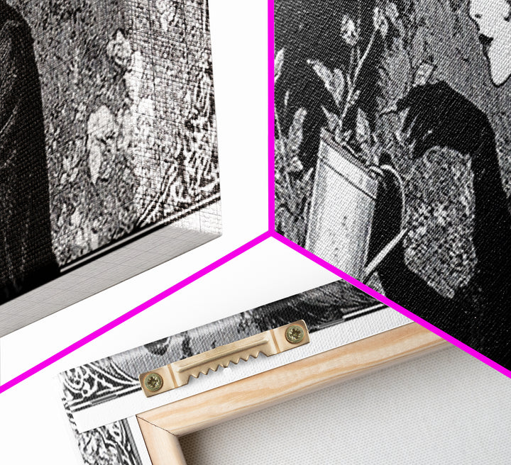 The Graveyard Gardener, Decadent Line Art, Extra Wide Wall Art, Gothic Horror Wall Art, Framed Canvas Print, Halloween Wall Art