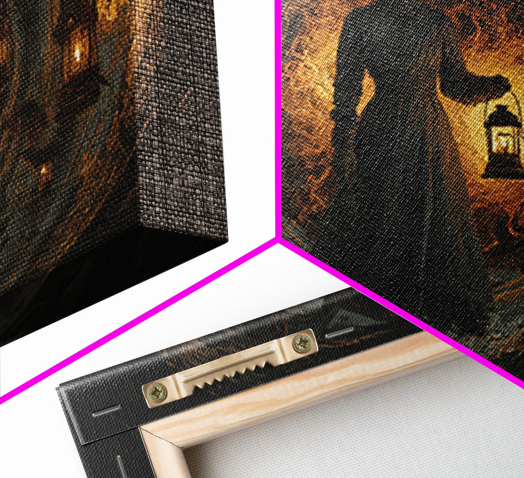 The Lantern Mage, Symbolist Gothic Landscape, Landscape Wall Art, Macabre Wall Art, Canvas Print, Halloween Wall Art, Horror Wall Art