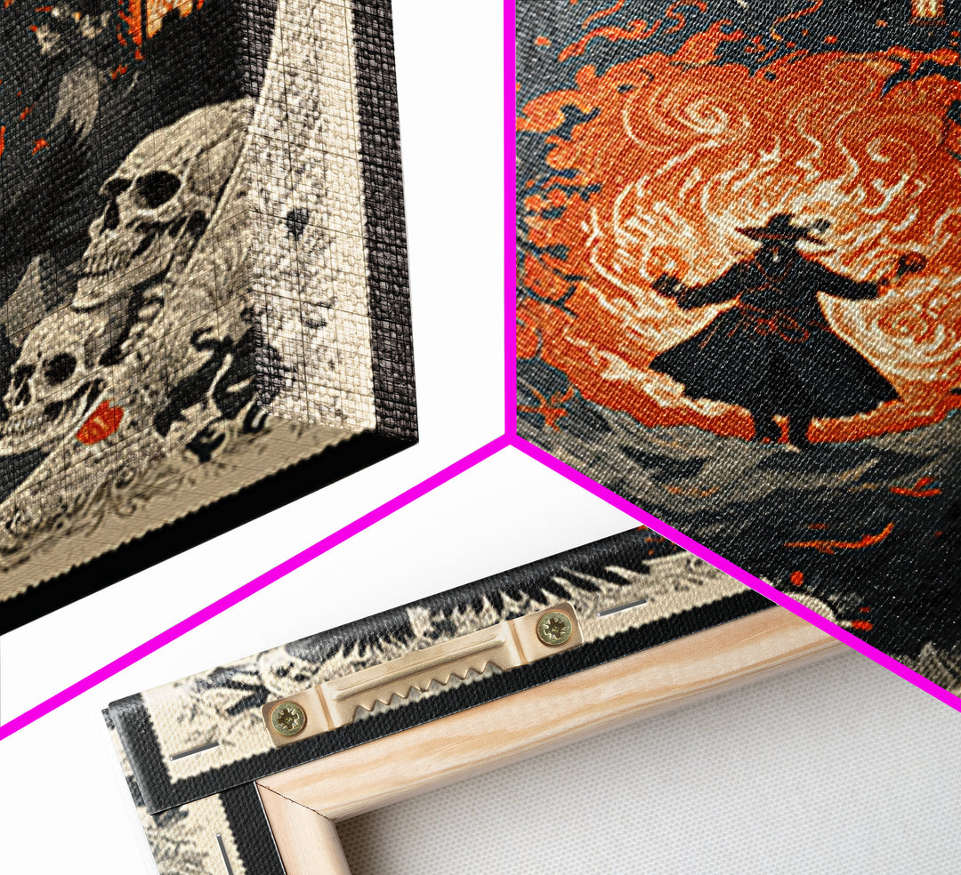 The Lantern Mage, Macabre Folk Print Art, Square Wall Art, Dark Fantasy Wall Art, Framed Canvas Print, Halloween Wall Art