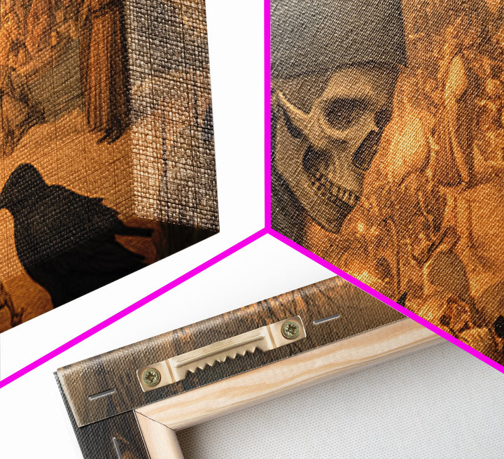 The Bone Sculptor, Northern Renaissance Horror, Wide Panoramic Art, Macabre Wall Art, Canvas Print, Halloween Wall Art