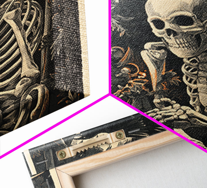 The Bone Sculptor, Macabre Folk Print Art, Square Wall Art, Macabre Wall Art, Framed Canvas Print, Halloween Wall Art