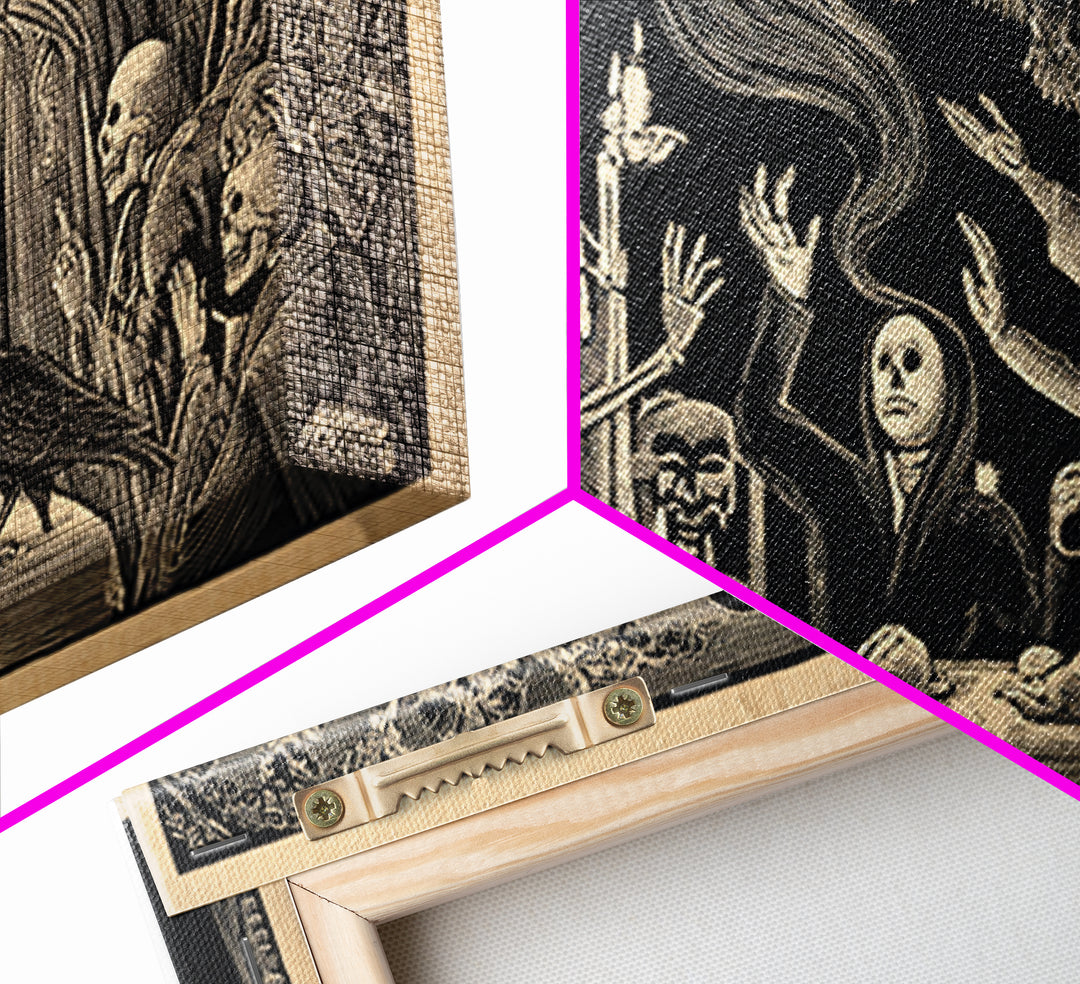 The Dream Eater, Macabre Folk Print Art, Wide Panoramic Art, Gothic Horror Wall Art, Framed Canvas Print, Halloween Wall Art