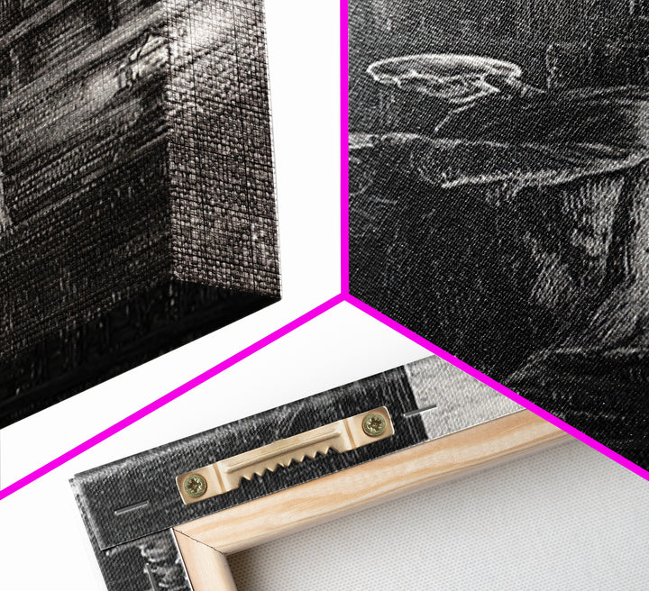 The Crypt Librarian, Gothic Engraving Art, Tall Narrow Wall Art, Gothic Horror Wall Art, Canvas Print, Halloween Wall Art