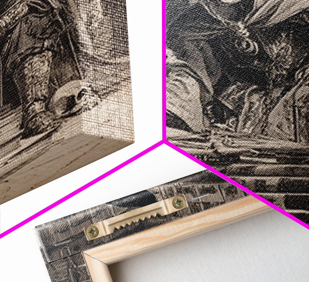 The Crypt Librarian, Renaissance Engraving Art, Square Wall Art, Dark Halloween Decor, Framed Canvas Print, Halloween Wall Art
