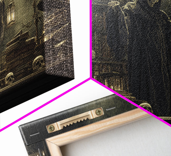 The Crypt Librarian, Symbolist Gothic Landscape, Landscape Wall Art, Gothic Horror Wall Art, Canvas Print, Halloween Wall Art