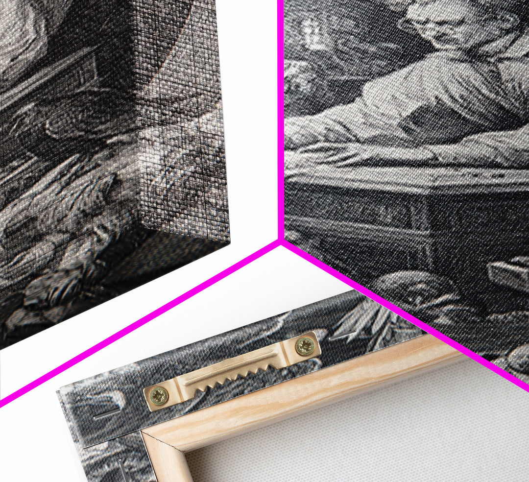 The Royal Coffin Maker, Renaissance Engraving Art, Vertical Wall Art, Dark Fantasy Wall Art, Framed Canvas Print, Halloween Wall Art