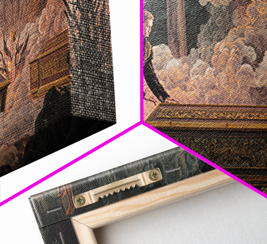 The Royal Coffin Maker, Apocalyptic Romantic Art, Wide Panoramic Art, Macabre Wall Art, Framed Canvas Print, Halloween Wall Art