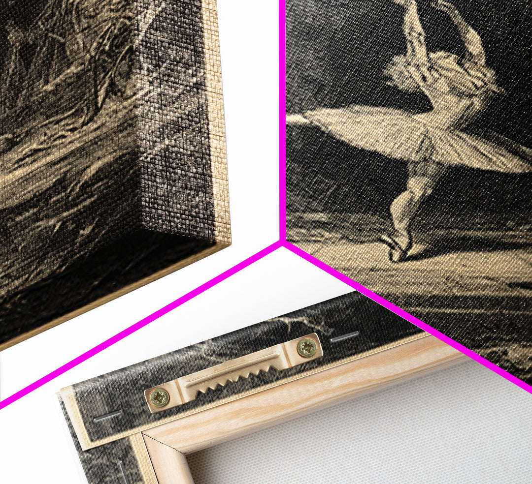 The Phantom Ballerina, Renaissance Engraving Art, Vertical Wall Art, Macabre Wall Art, Framed Canvas Print, Halloween Wall Art