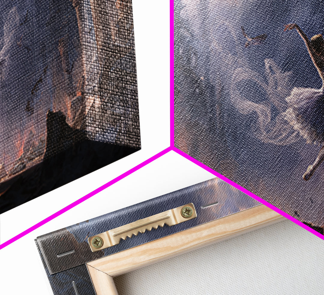 The Phantom Ballerina, Apocalyptic Romantic Art, Wide Panoramic Art, Macabre Wall Art, Framed Canvas Print, Halloween Wall Art