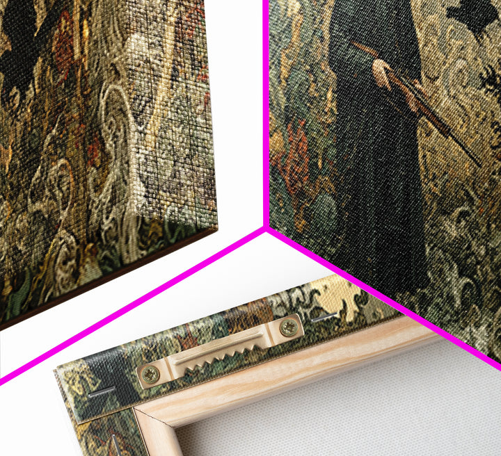 The Ghost Of The Witch Hunter, Medieval Grotesque Art, Extra Wide Wall Art, Gothic Horror Wall Art, Framed Canvas Print