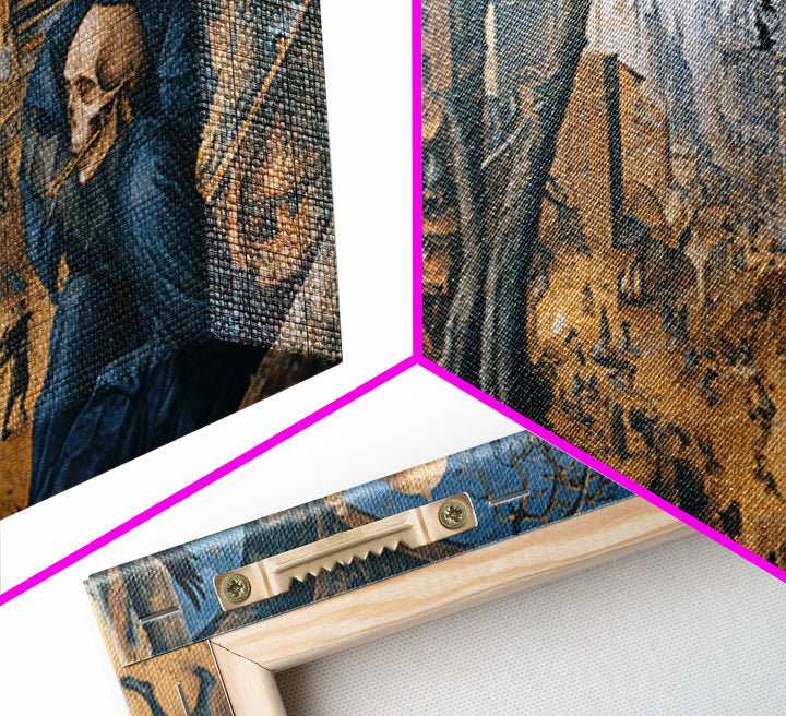 The Skull Astronomer, Northern Renaissance Horror, Wide Panoramic Art, Dark Fantasy Wall Art, Framed Canvas Print