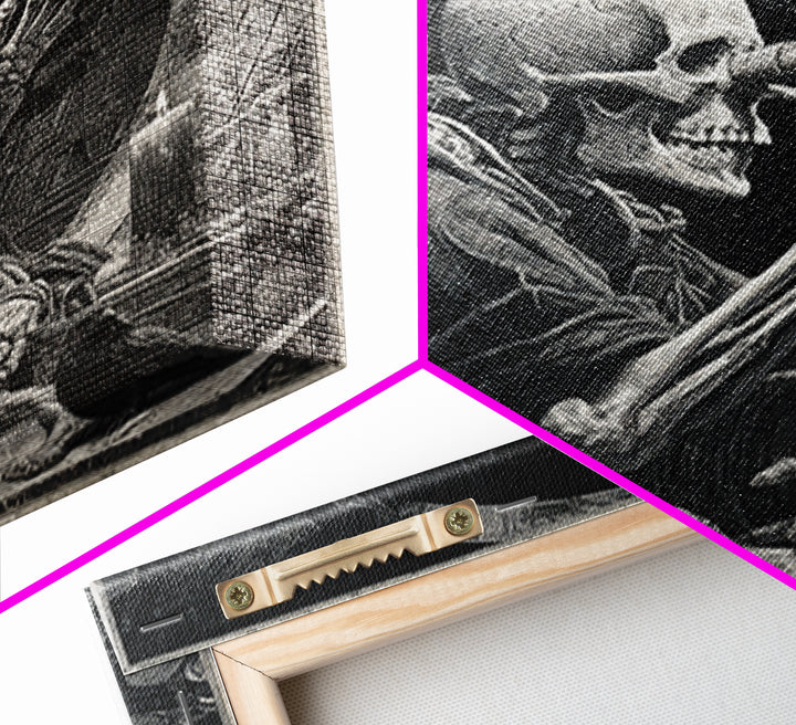 The Skull Astronomer, Biomechanical Horror Art, Square Wall Art, Dark Halloween Decor, Canvas Print, Halloween Wall Art