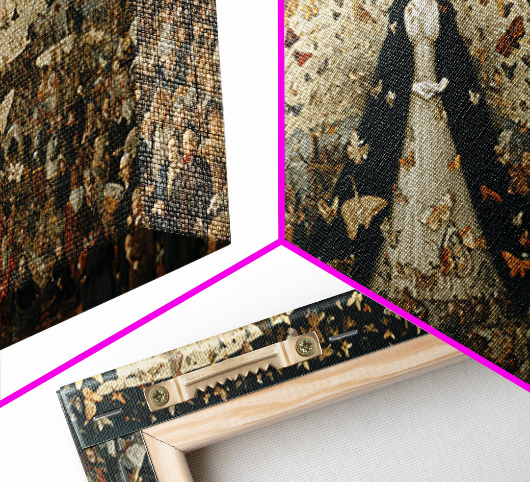 The Moth-Winged Empress, Northern Renaissance Horror, Wide Panoramic Art, Macabre Wall Art, Framed Canvas Print, Spooky Wall Decor