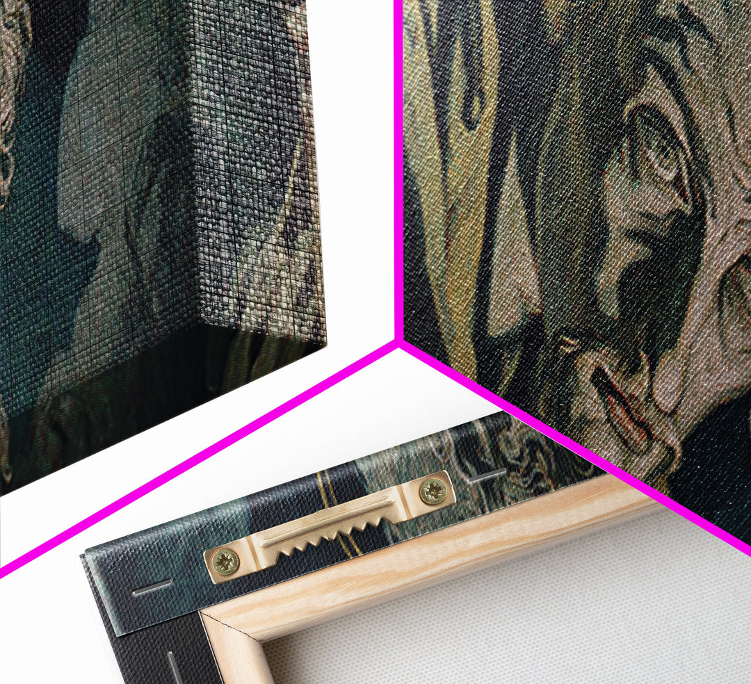 The Ash-Covered Oracle, Dark Renaissance Art, Extra Wide Wall Art, Gothic Horror Wall Art, Canvas Print, Halloween Wall Art