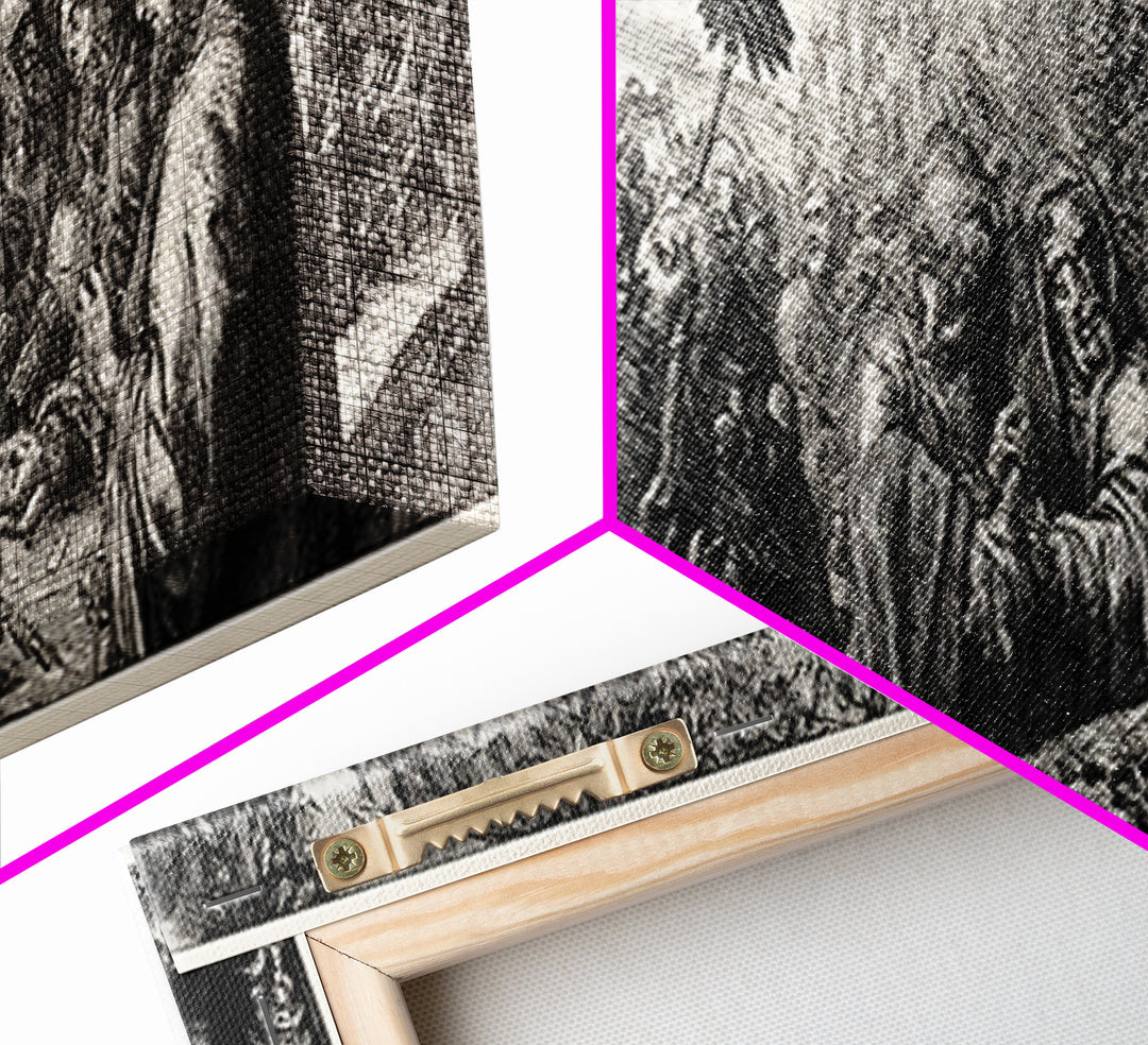 The Ash-Covered Oracle, Renaissance Engraving Art, Extra Wide Wall Art, Macabre Wall Art, Framed Canvas Print, Halloween Wall Art