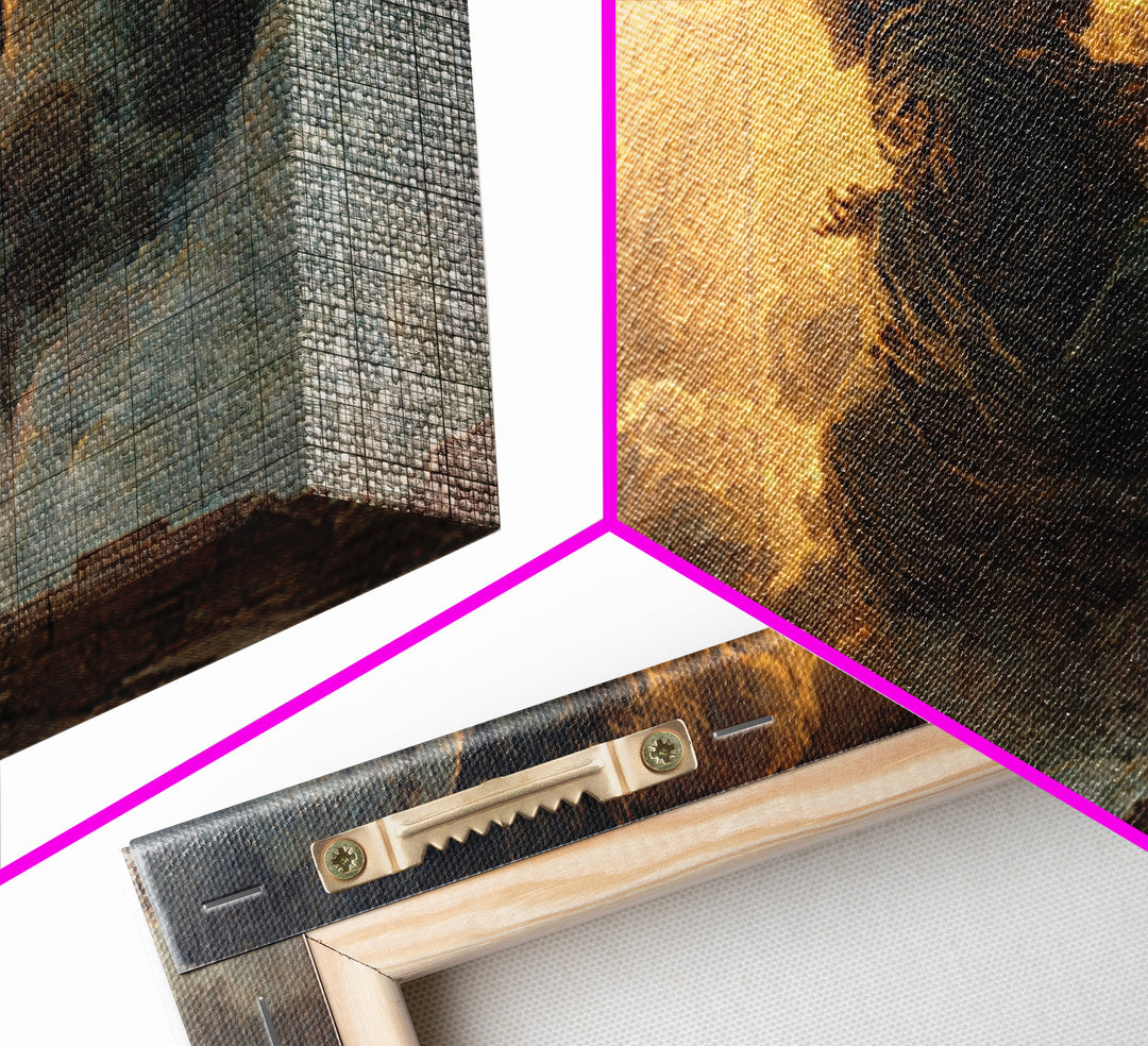 The Ash-Covered Oracle, Apocalyptic Romantic Art, Wide Panoramic Art, Gothic Horror Wall Art, Framed Canvas Print, Halloween Wall Art