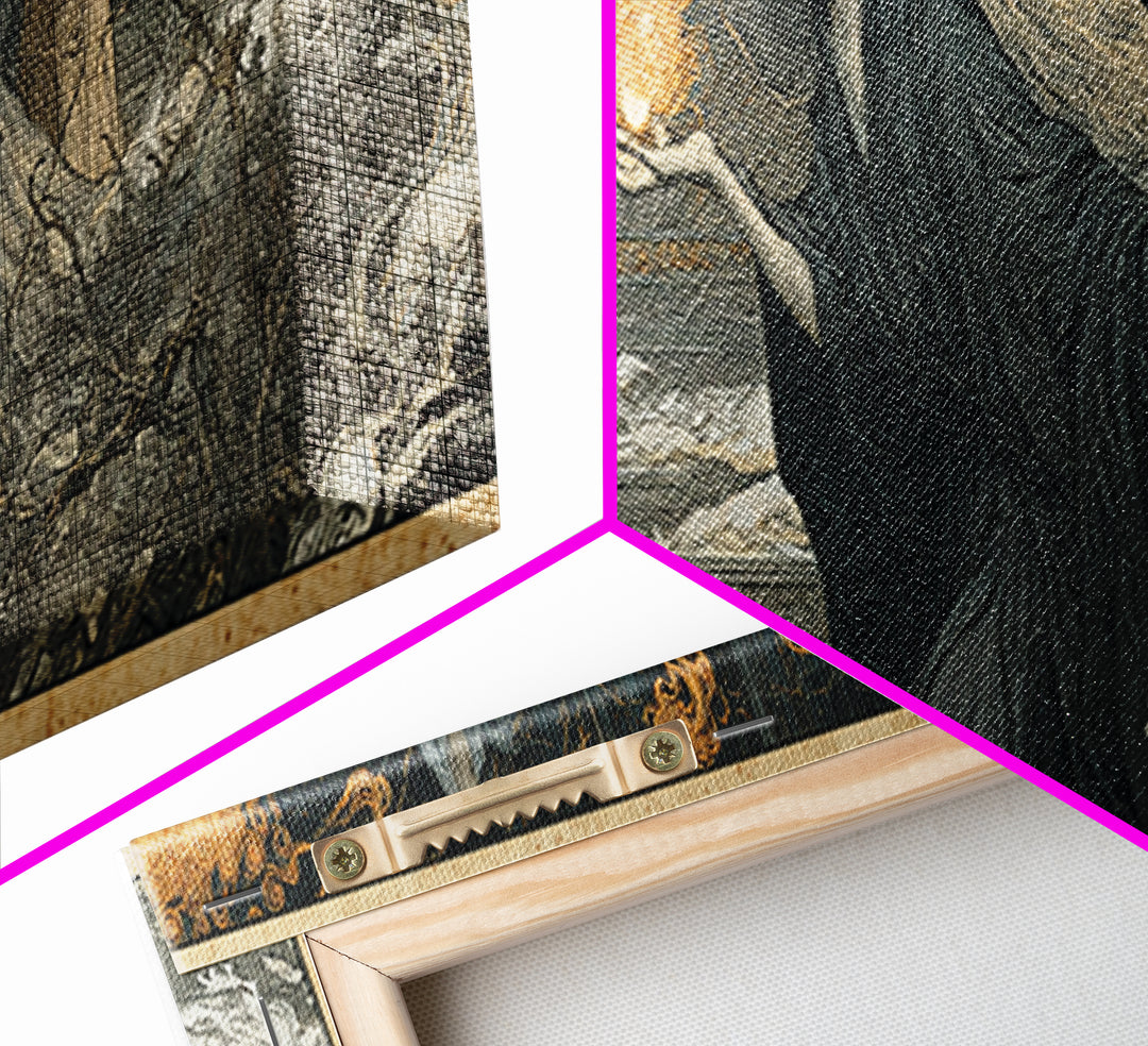 The Ash-Covered Oracle, Symbolist Death Art, Extra Wide Wall Art, Gothic Horror Wall Art, Canvas Print, Halloween Wall Art