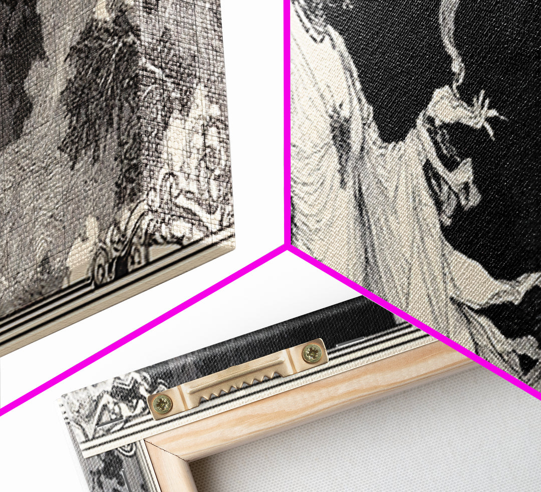 The Ash-Covered Oracle, Decadent Line Art, Extra Wide Wall Art, Gothic Horror Wall Art, Framed Canvas Print, Halloween Wall Art