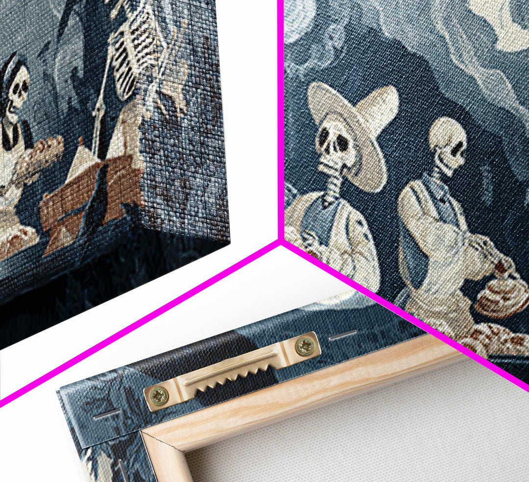 The Ghost Bakery, Macabre Folk Print Art, Wide Panoramic Art, Dark Halloween Decor, Canvas Print, Halloween Wall Art