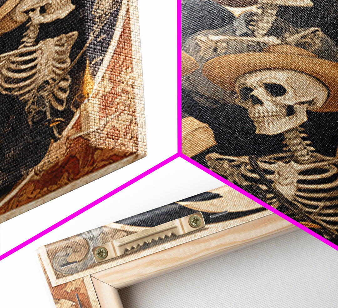 The Skeleton Barbershop Quartet, Danse Macabre Art, Square Wall Art, Macabre Wall Art, Canvas Print, Halloween Wall Art