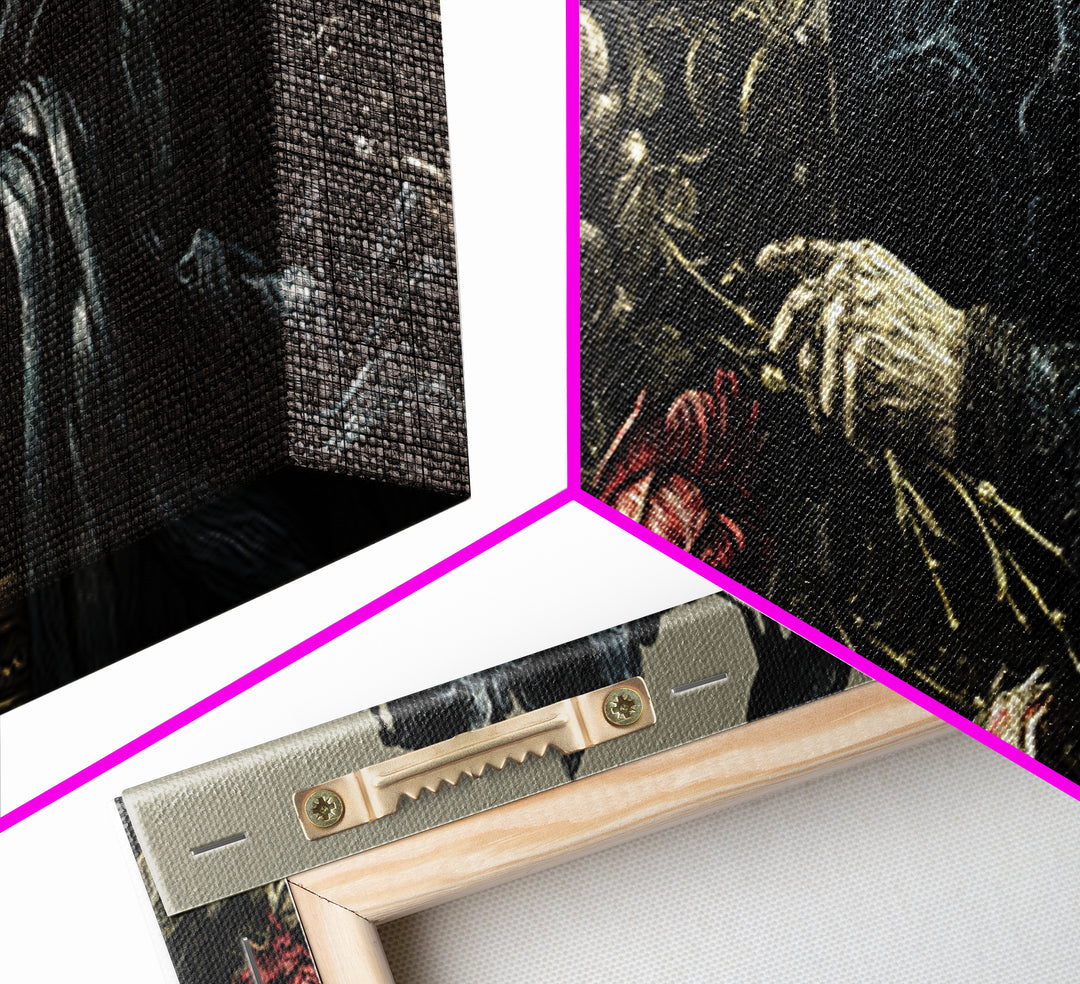 The Vampire Florist, Visionary Gothic Art, Extra Wide Wall Art, Gothic Horror Wall Art, Canvas Print, Halloween Wall Art