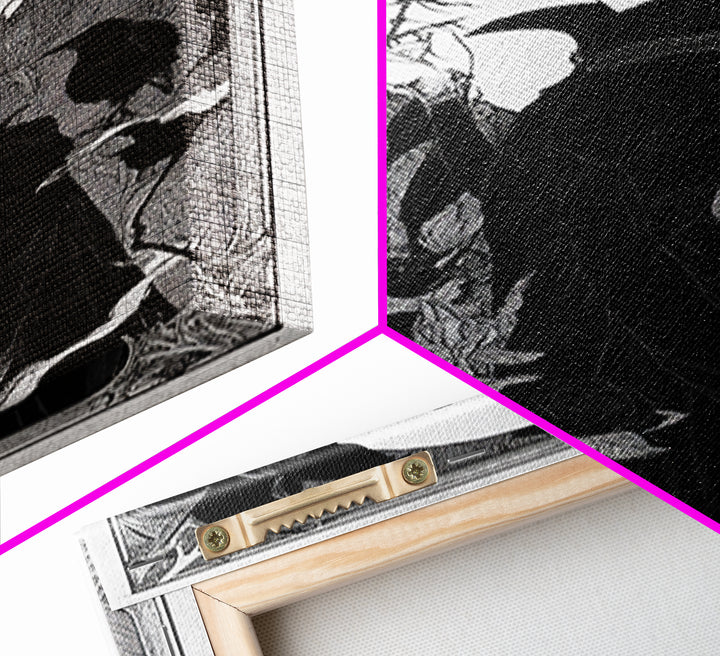 The Vampire Florist, Decadent Line Art, Vertical Wall Art, Dark Fantasy Wall Art, Canvas Print, Halloween Wall Art