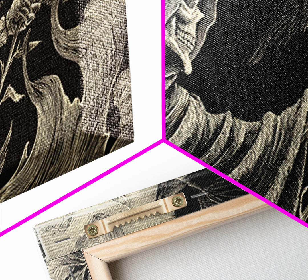 The Vampire Florist, Macabre Folk Print Art, Wide Panoramic Art, Dark Fantasy Wall Art, Framed Canvas Print, Halloween Wall Art