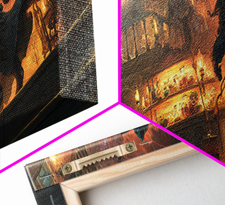 The Witch'S Cat Cafe, Apocalyptic Romantic Art, Extra Wide Wall Art, Macabre Wall Art, Canvas Print, Halloween Wall Art, Seasonal Home Decor