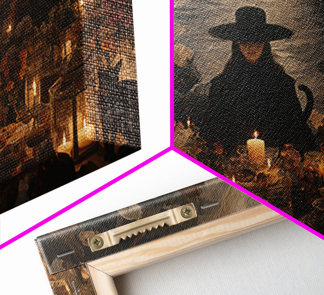 The Witch'S Cat Cafe, Symbolist Gothic Landscape, Landscape Wall Art, Gothic Horror Wall Art, Canvas Print, Halloween Wall Art