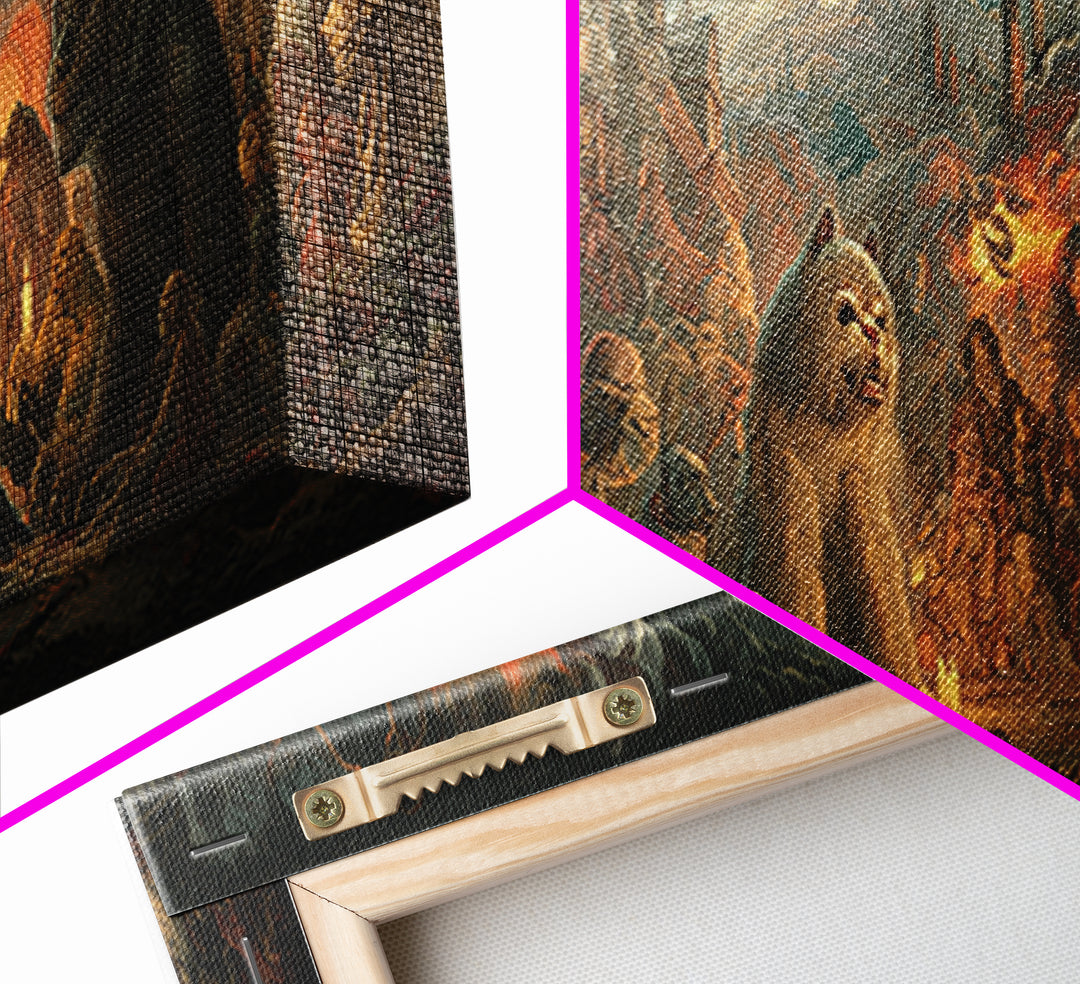 The Monster Family Portrait, Apocalyptic Romantic Art, Extra Wide Wall Art, Dark Halloween Decor, Framed Canvas Print, Halloween Wall Art