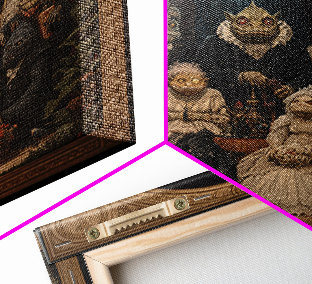 The Monster Family Portrait, Ornate Symbolist Art, Square Wall Art, Macabre Wall Art, Framed Canvas Print, Halloween Wall Art
