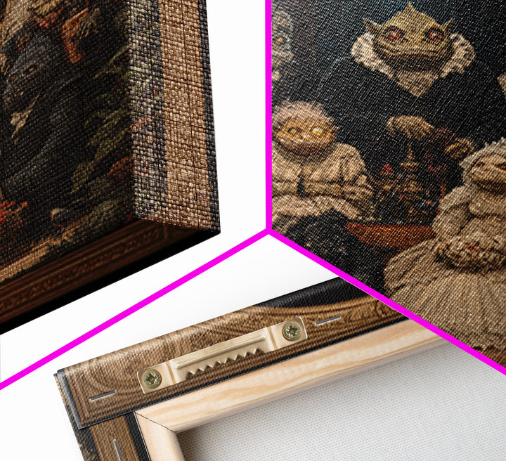 The Monster Family Portrait, Ornate Symbolist Art, Square Wall Art, Macabre Wall Art, Framed Canvas Print, Halloween Wall Art
