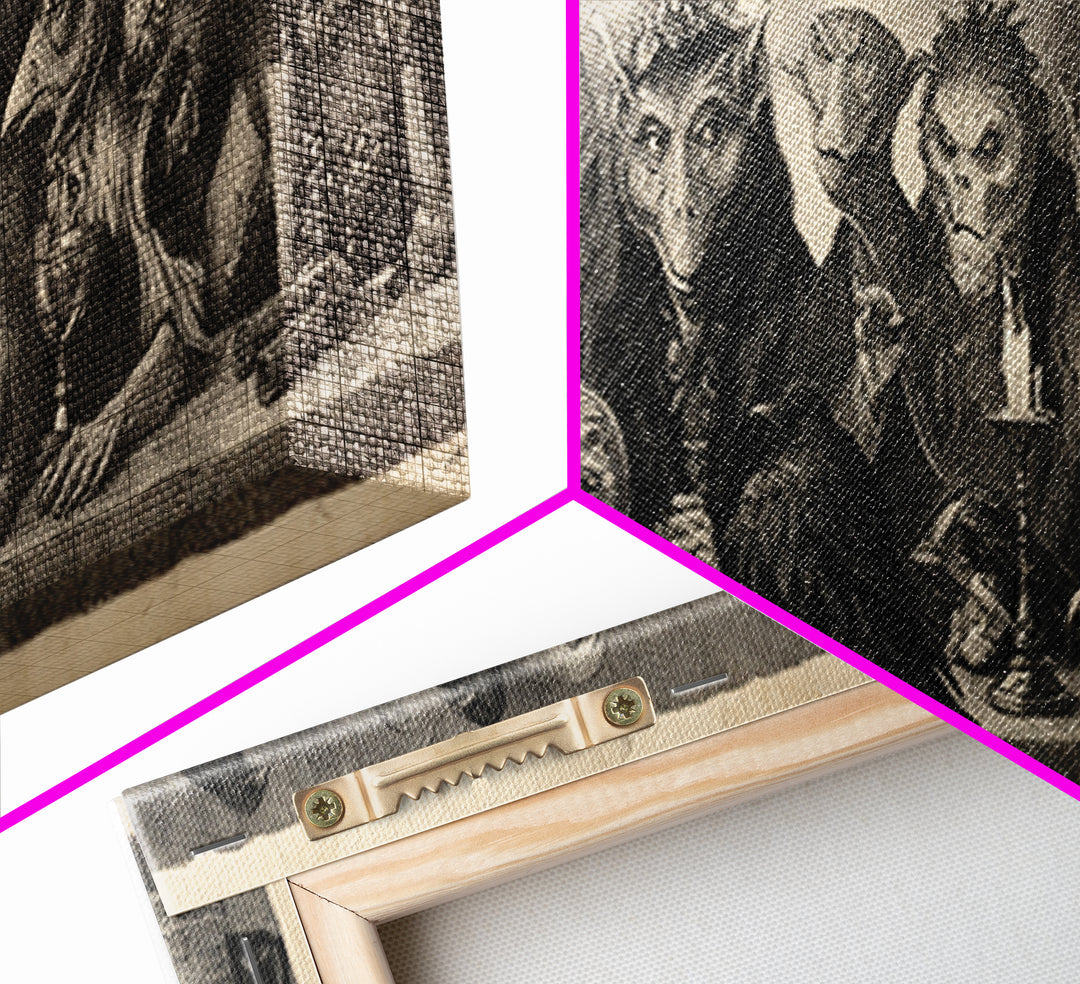 The Monster Family Portrait, Expressionist Nightmare Art, Extra Wide Wall Art, Dark Fantasy Wall Art, Framed Canvas Print
