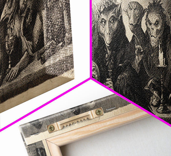 The Monster Family Portrait, Expressionist Nightmare Art, Extra Wide Wall Art, Dark Fantasy Wall Art, Framed Canvas Print
