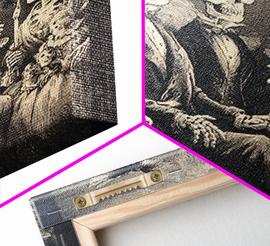 The Monster Family Portrait, Macabre Folk Print Art, Square Wall Art, Gothic Horror Wall Art, Canvas Print, Halloween Wall Art