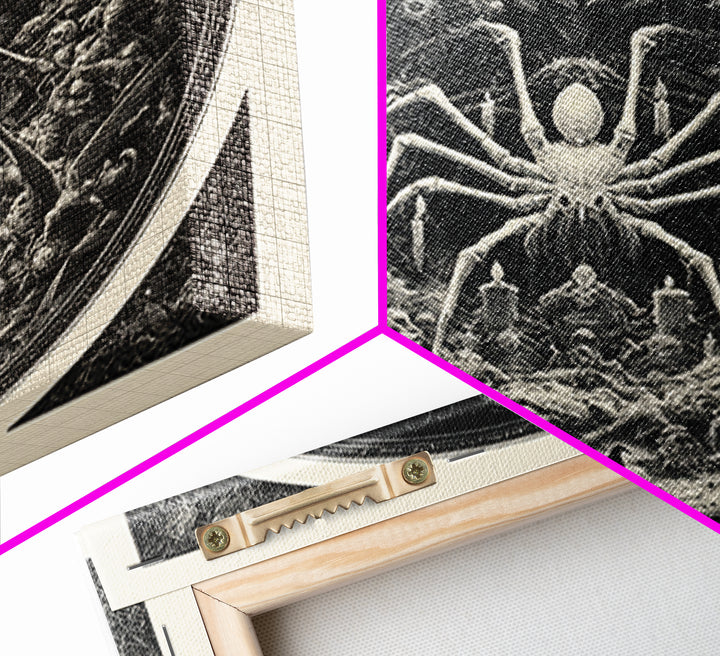 The Spider Sewing Circle, Biomechanical Horror Art, Square Wall Art, Gothic Horror Wall Art, Canvas Print, Halloween Wall Art