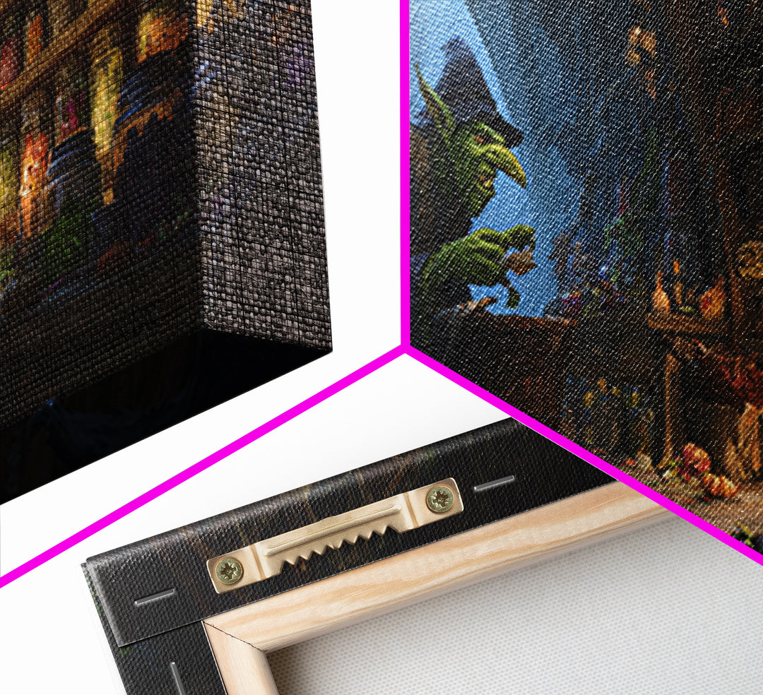 The Goblin Candy Shop, Apocalyptic Romantic Art, Wide Panoramic Art, Gothic Horror Wall Art, Framed Canvas Print, Halloween Wall Art