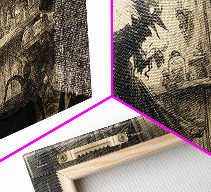 The Goblin Candy Shop, Expressionist Nightmare Art, Wide Panoramic Art, Dark Halloween Decor, Canvas Print, Halloween Wall Art