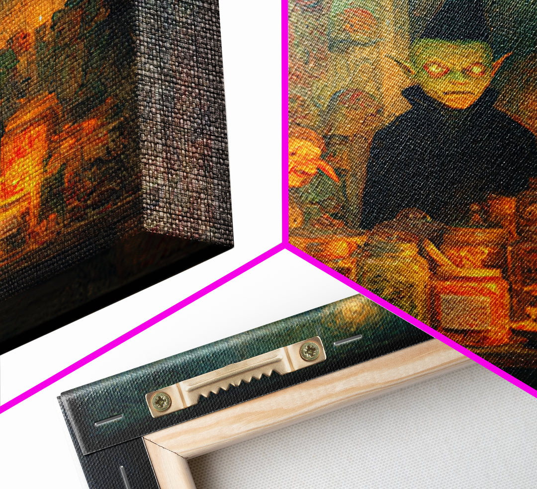 The Goblin Candy Shop, Expressionist Gothic Art, Square Wall Art, Dark Halloween Decor, Canvas Print, Halloween Wall Art, Gothic Home Decor