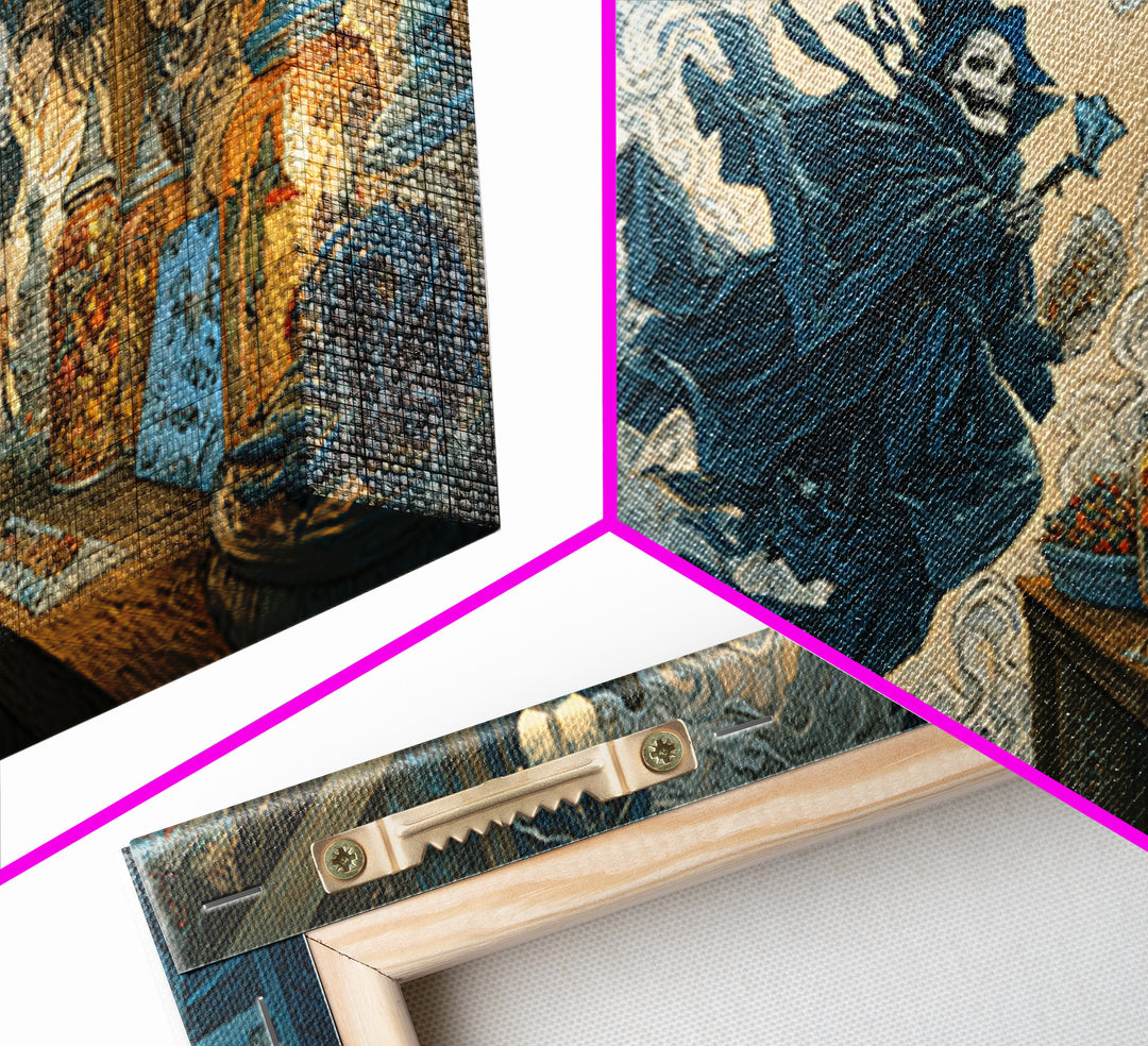 The Goblin Candy Shop, Macabre Folk Print Art, Wide Panoramic Art, Gothic Horror Wall Art, Framed Canvas Print