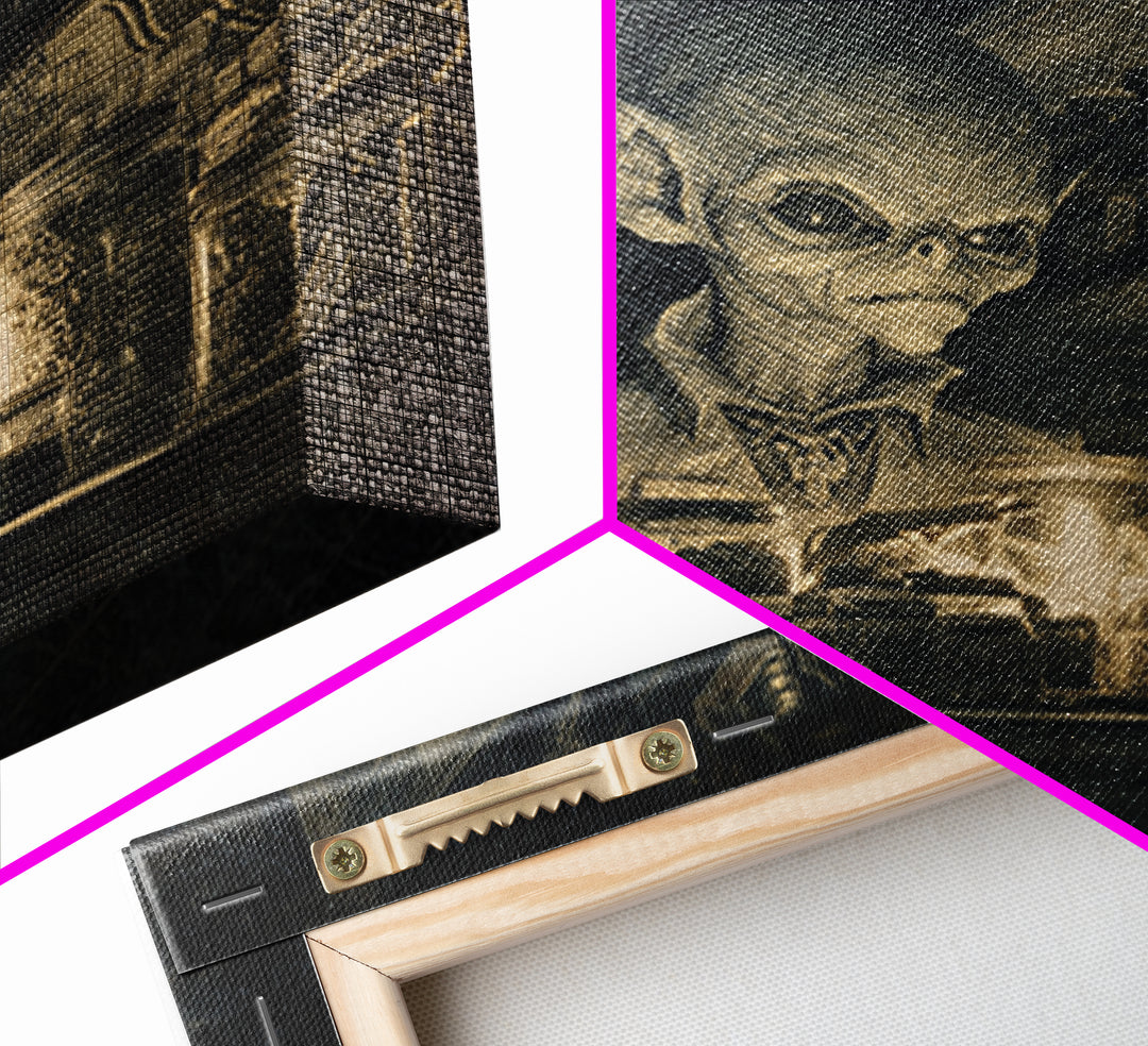 The Goblin Candy Shop, Biomechanical Horror Art, Square Wall Art, Macabre Wall Art, Canvas Print, Halloween Wall Art, Gothic Home Decor