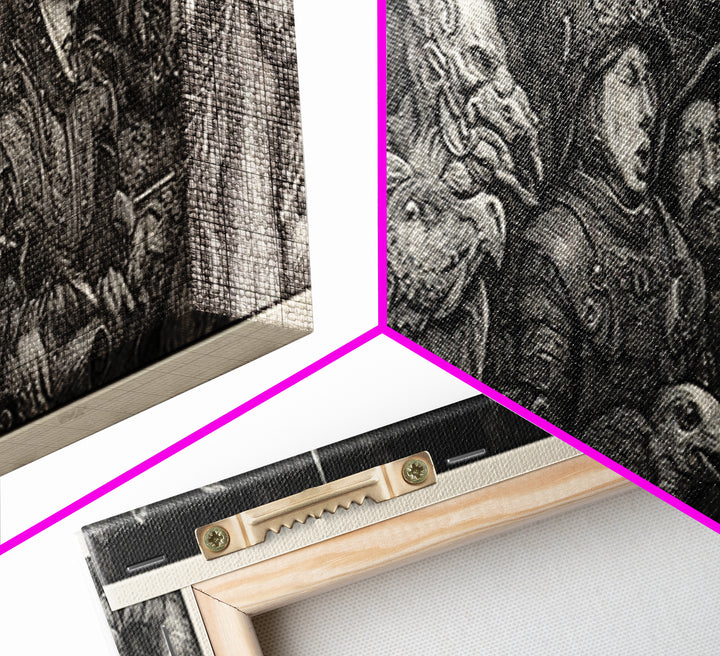 The Haunted Toy Parade, Renaissance Engraving Art, Extra Wide Wall Art, Gothic Horror Wall Art, Canvas Print, Halloween Wall Art