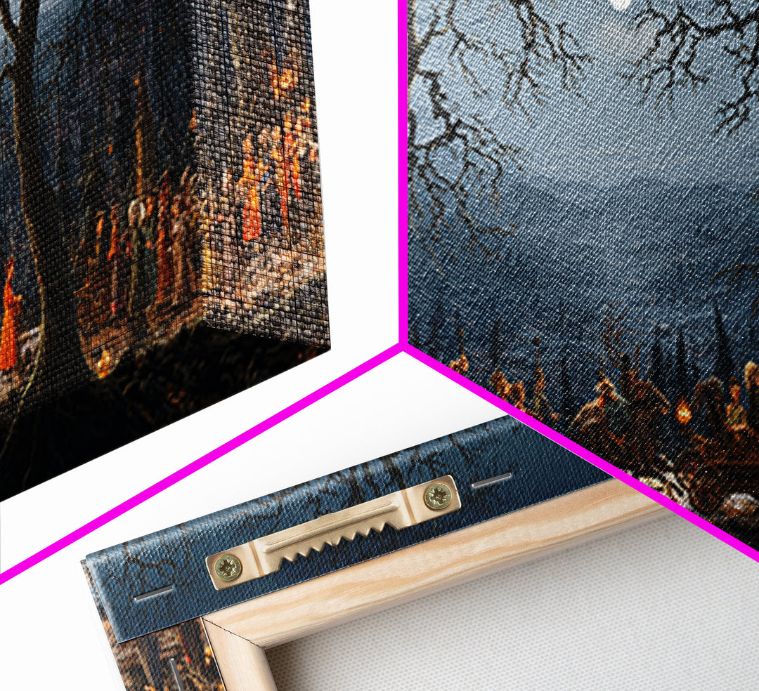 The Haunted Toy Parade, Romantic Gothic Landscape, Wide Panoramic Art, Macabre Wall Art, Canvas Print, Halloween Wall Art