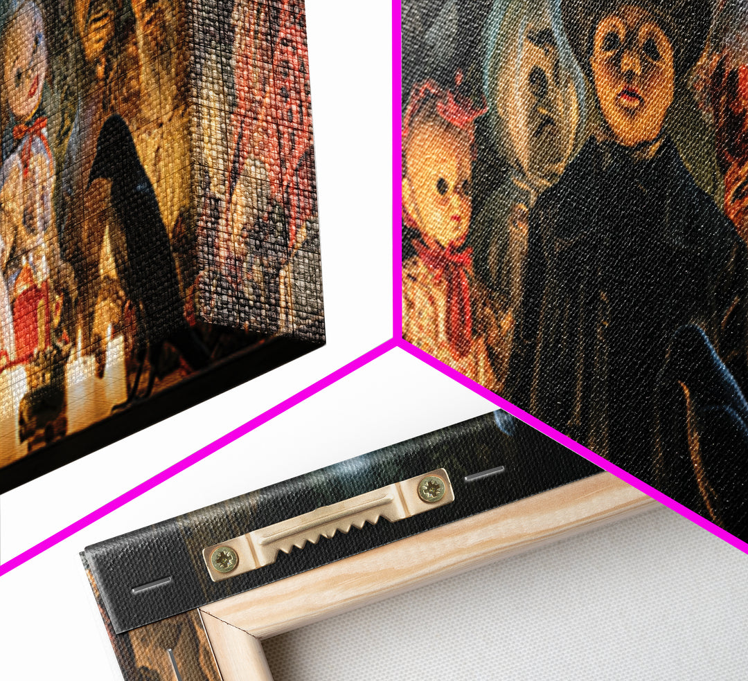 The Haunted Toy Parade, Expressionist Gothic Art, Extra Wide Wall Art, Dark Halloween Decor, Framed Canvas Print, Halloween Wall Art